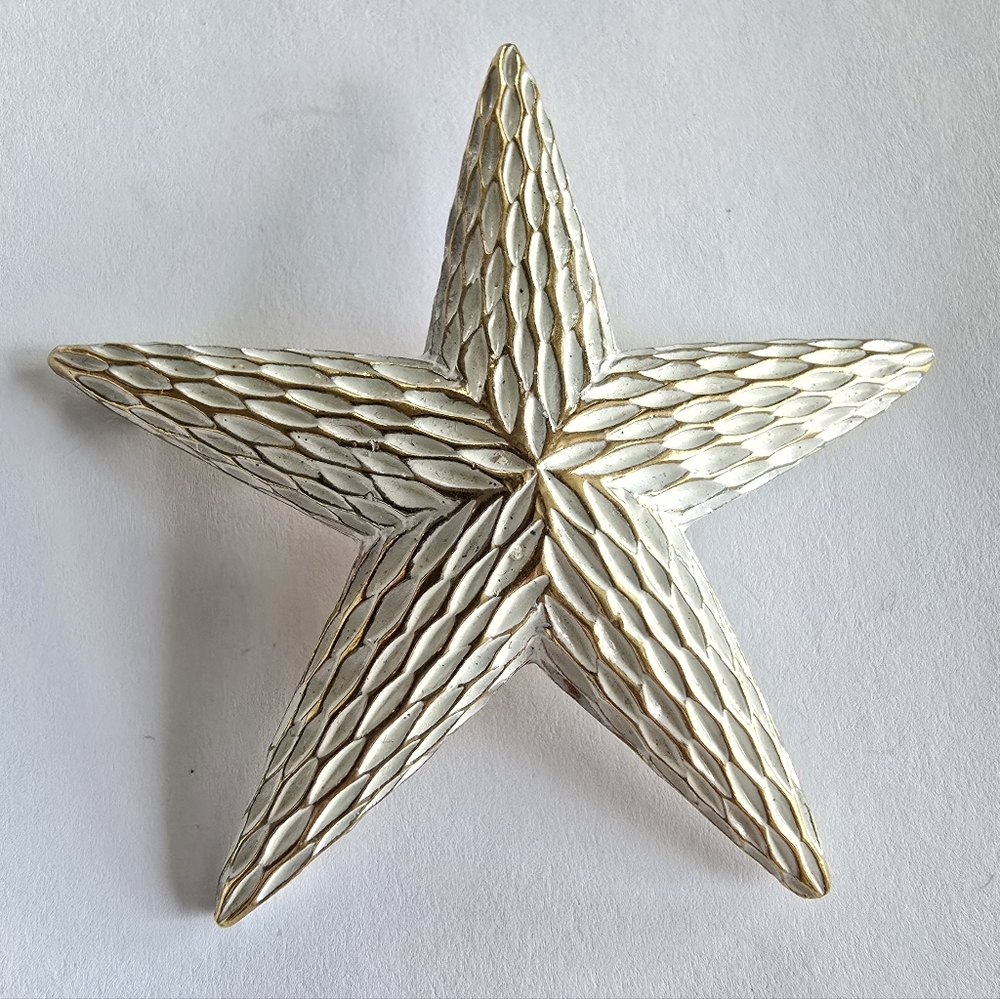 Vintage BSK brooch starfish star celestial white gold outer space pin